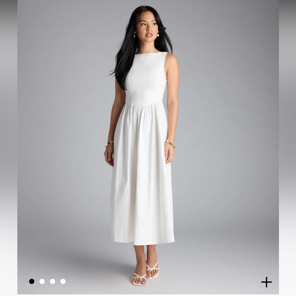 Windsor Classic White Midi Dress
